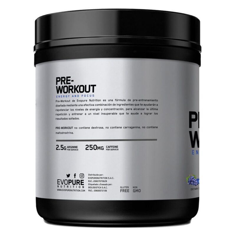 Pre Workout Evopure 500gr Uva - Imagen 3