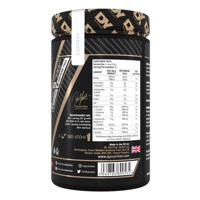 Aminoácidos BCAA Dorian Yates Hit Bcaa 400GR 10:1:1 Fresa - Imagen 4