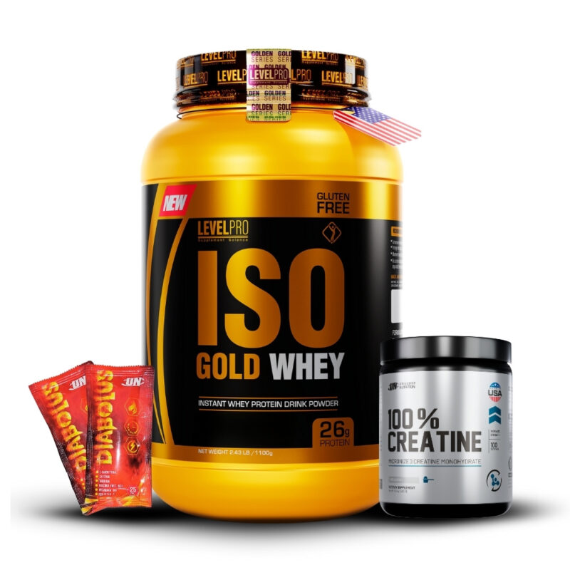 Iso Gold Whey 2.43Lb Cookies+Creatina Universe Nutrition 250Gr+2 Diabolus