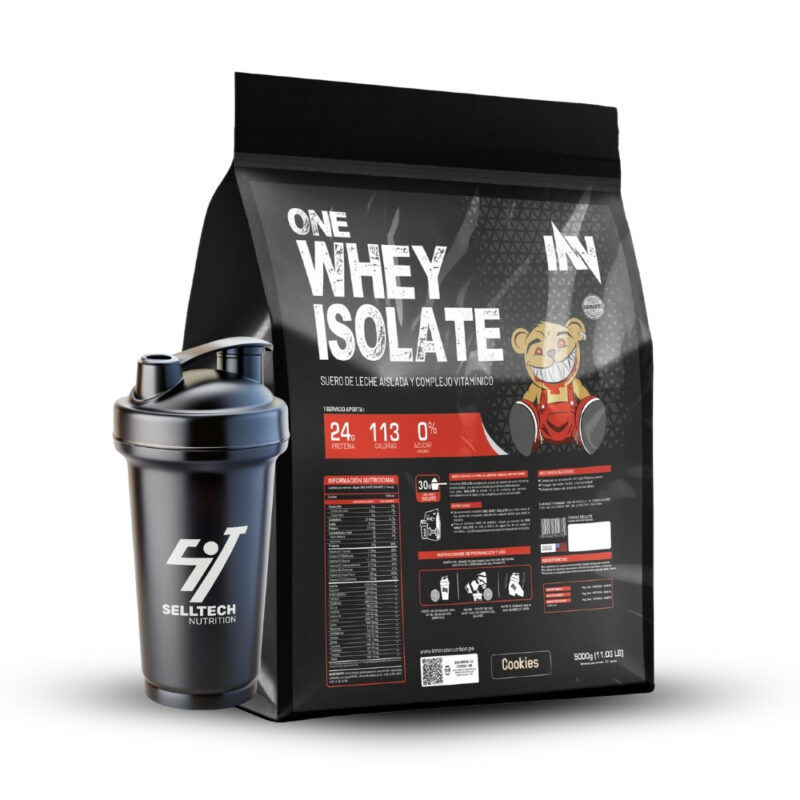 Proteína One Whey Isolate 5Kg Cookies + Shaker - Imagen 2