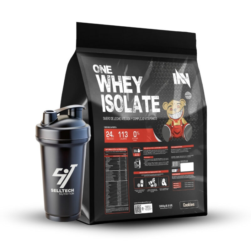 Proteína One Whey Isolate 3Kg Cookies + Shaker - Imagen 2