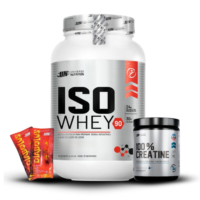 Iso Whey 1.1Kg Chocolate+Creatina Universe Nutrition 250Gr+2 Diabolus