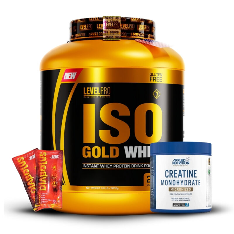 Iso Gold Whey 6.6Lb Chocolate+Creatina Applied Nutrition 250Gr+2 Diabolus
