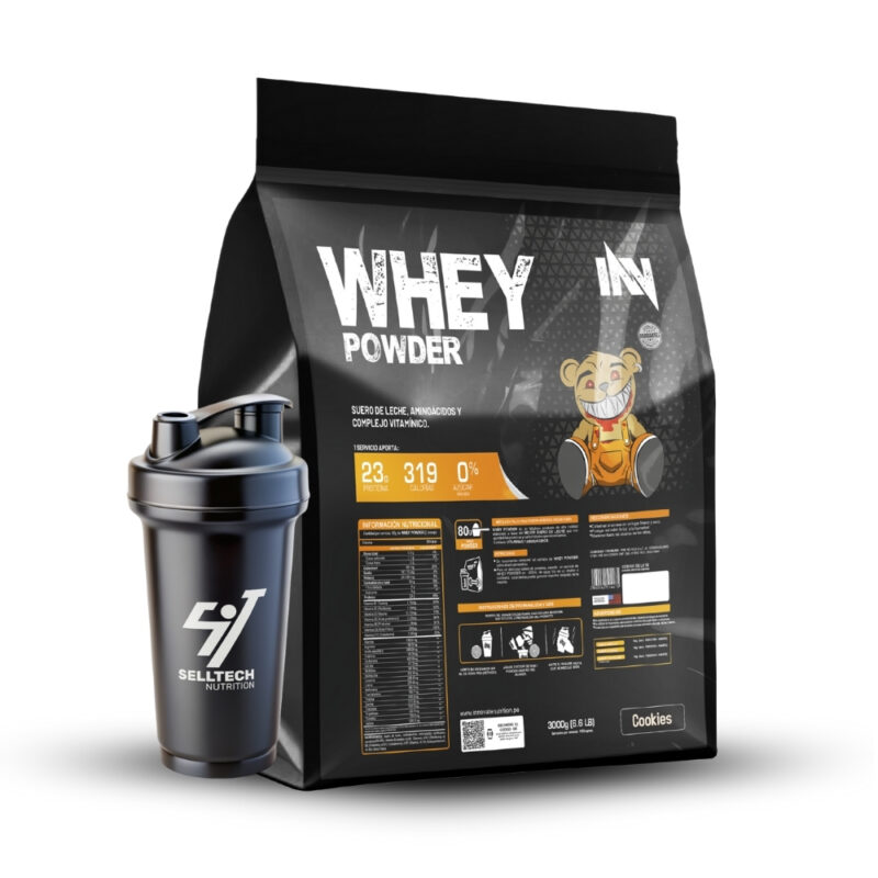 Proteína Whey Powder 3Kg Cookies + Shaker - Imagen 2