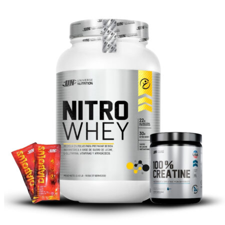 Nitro Whey 1.1Kg Vainilla+Creatina Universe Nutrition 250Gr+2 Diabolus