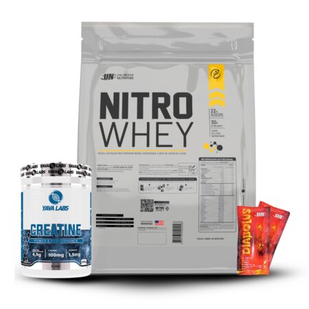 Nitro Whey 3Kg Chocolate+Creatina Yava Labs 300Gr+2 Diabolus