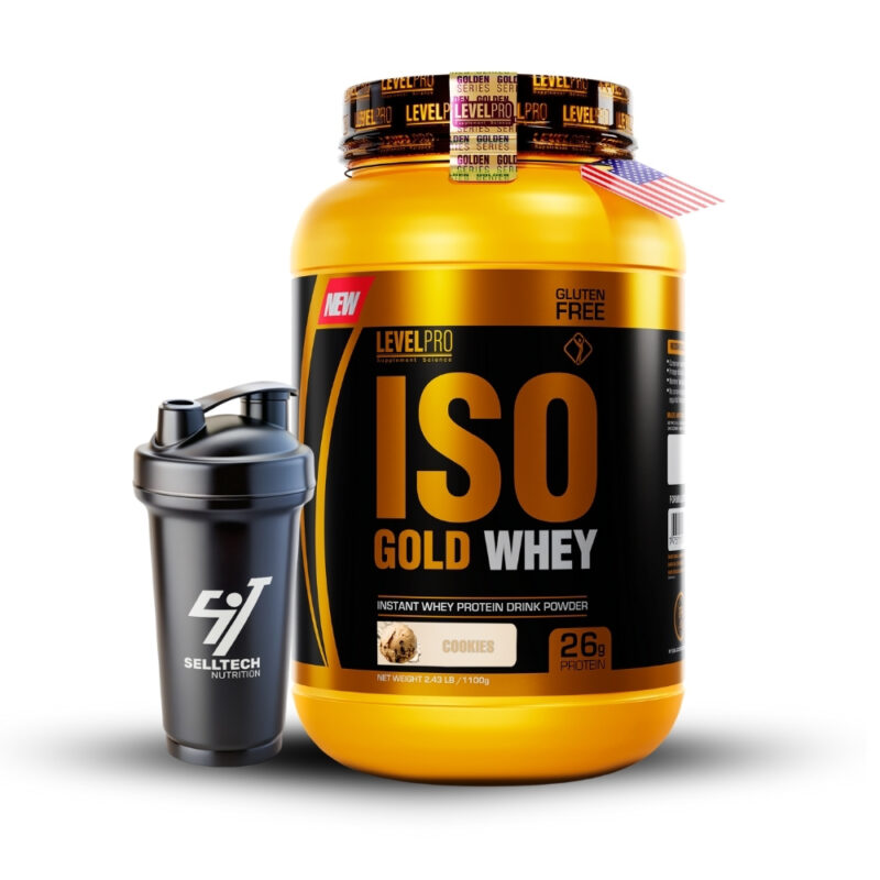 Iso Gold Whey 2.43Lbs Cookies + Shaker - Imagen 2