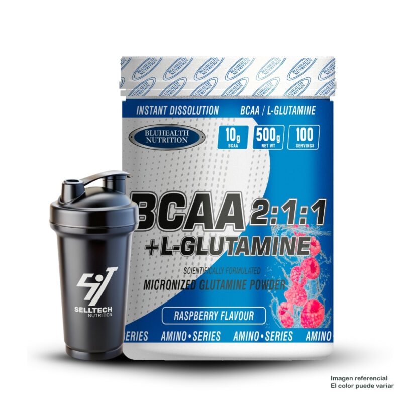 Bcaa + Glutamina 500Gr Frambuesa+Shaker