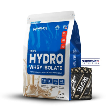 100% Hydro Whey Isolate Vainilla 5.5Lb+Creatina Dorian Yates 300Gr