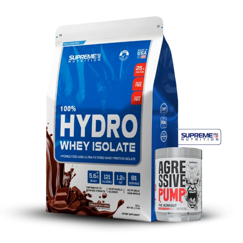 100% Hydro Whey Isolate Chocolate 5.5Lb+Agressive Pump 350Gr