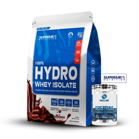 100% Hydro Whey Isolate Chocolate 2.43Lb+Creatina Yava Labs 300Gr