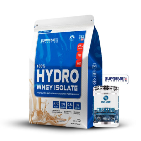 100% Hydro Whey Isolate Vainilla 2.43Lb+Creatina Yava Labs 300Gr