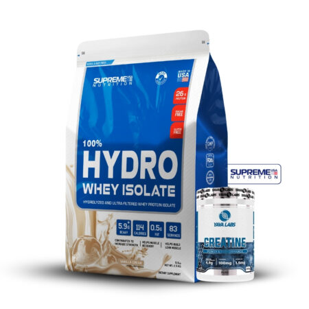 100% Hydro Whey Isolate Vainilla 5.5Lb+Creatina Yava Labs 300Gr