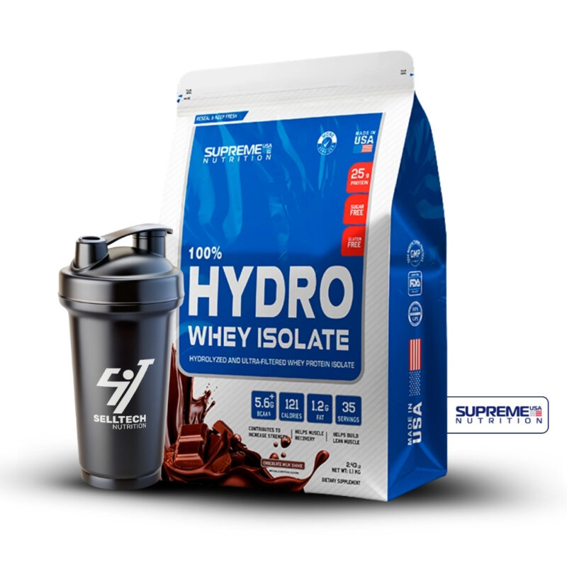 100% Hydro Whey Isolate Chocolate 2.43Lb+Shaker - Imagen 2