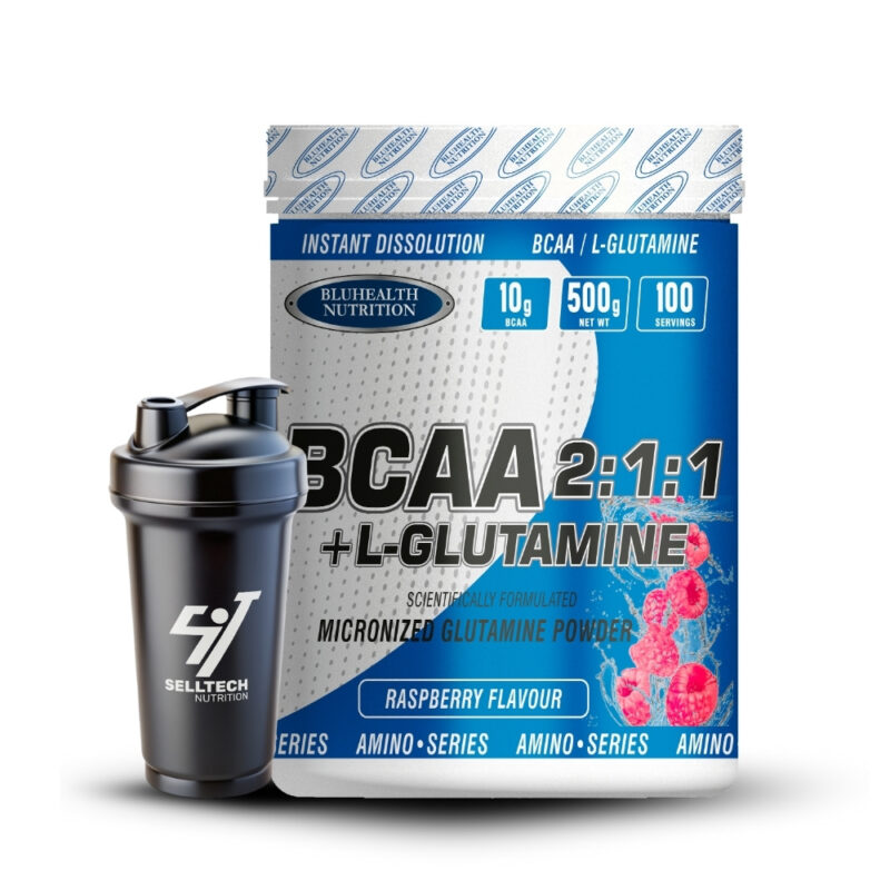 Bcaa + Glutamina 500Gr Frambuesa+Shaker - Imagen 2