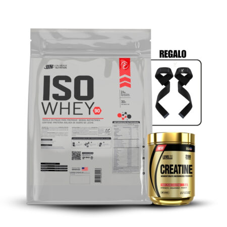 Iso Whey 90 3 Kg Vainilla+Creatina Level Pro 250GrStraps