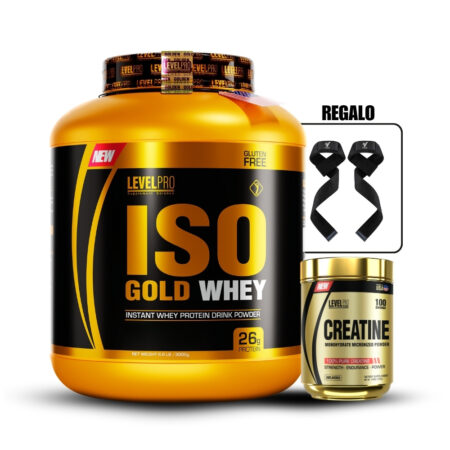 Iso Gold Whey 6.6Lb ChocolateCreatina Level Pro 250GrStraps