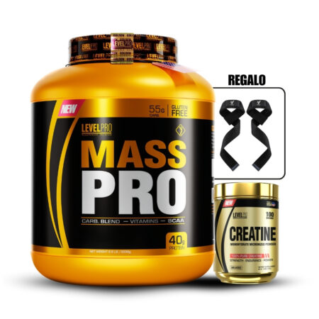 Mass Pro 6.6Lbs Cookies+Creatina Level Pro 250Gr+Straps