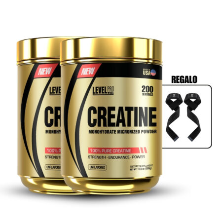Creatina Monohidrata Level Pro 500Gr Pack X2+Straps