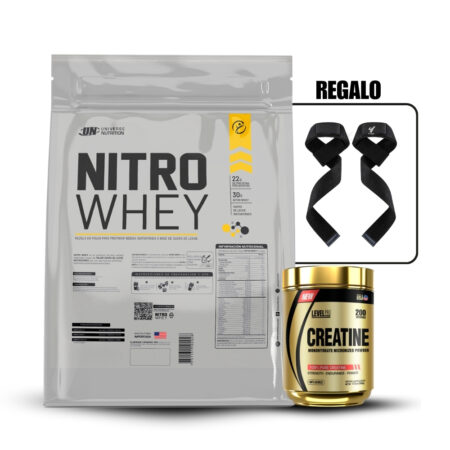 Nitro Whey 3 Kg Vainilla+Creatina Level Pro 250GrStraps