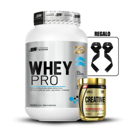 Whey Pro 1.1 Kg Vainilla+Creatina Level Pro 250GrStraps